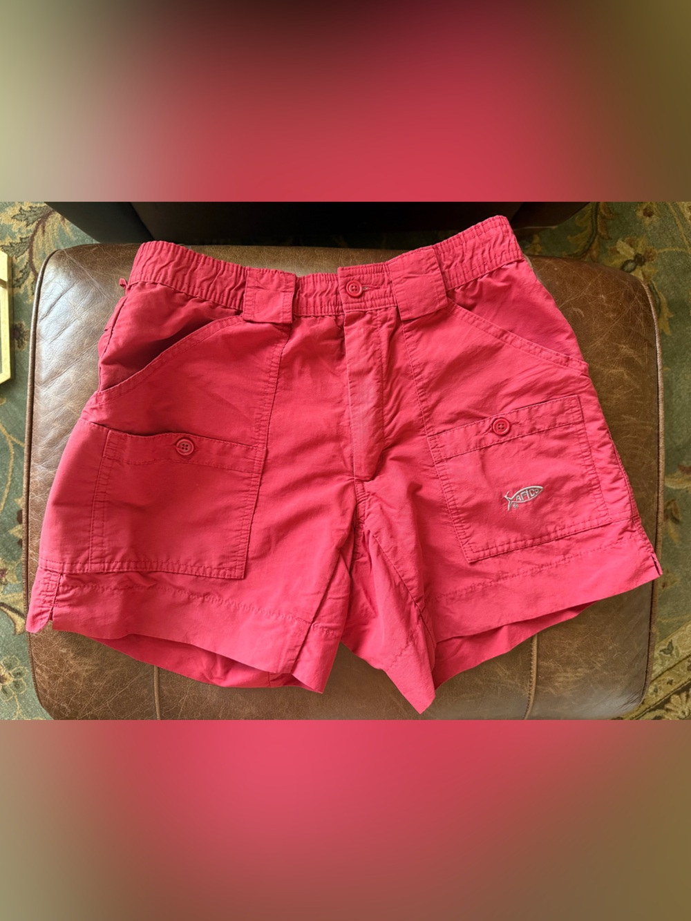 AFTCO Men's Red Original Fishing Short Size 28